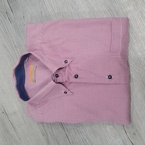 Sinclaire Uomo Men's Red Micro Checkered Shirt Sz Large